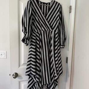 Mlle Gabrielle Black and White Asymmetrical Dress